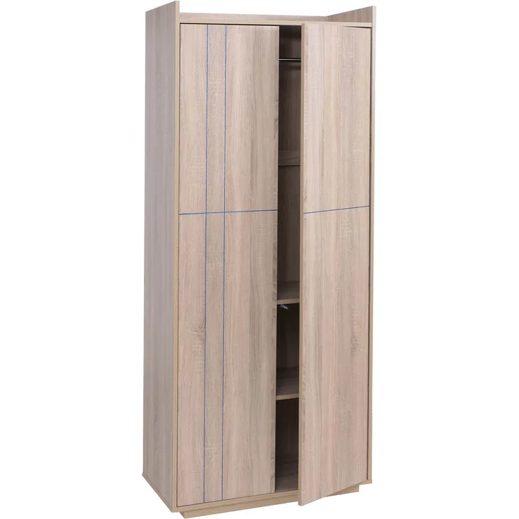 Schrank HWC-P44, Kleiderschrank Garderobenschrank 2 Türen Push-to-open, MDF 184x80x40cm ~ Sonoma-Eiche-Optik – Bild 9