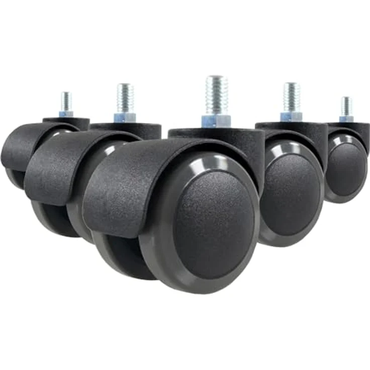 hjh OFFICE 619007 5X Hartbodenrollen 50mm / Gewinde M10 Büro-Stuhl-Rollen für Hartböden (5er Pack) – Bild 2