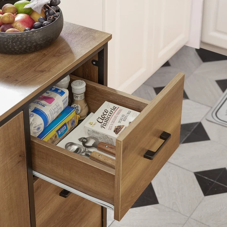 SoBuy KNL02-PF Kücheninsel, Spanplatte, Melamin, Braun, 113 x 106 x 69 cm – Bild 10