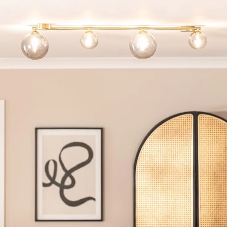 LEDKIA LIGHTING Deckenleuchte Moonlight Brass, 4 Spots, Metall & Rauchgrau Glas, kompatibel mit G9 Glühbirnen, gleichmäßige Lichtstreuung – Bild 3