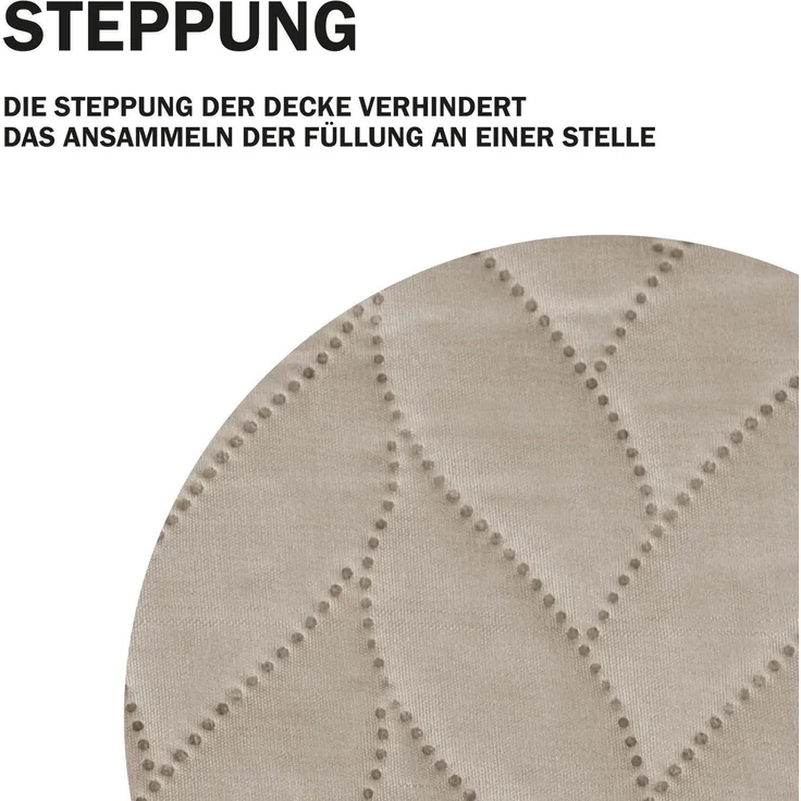 Tagesdecke XXL (220x240 cm) mit wattierter Zwischenlage (Beige) Bettüberwurf - ÖKO-Tex 100, Sommerdecke gesteppt - Steppdecke, Wendedecke – Bild 6