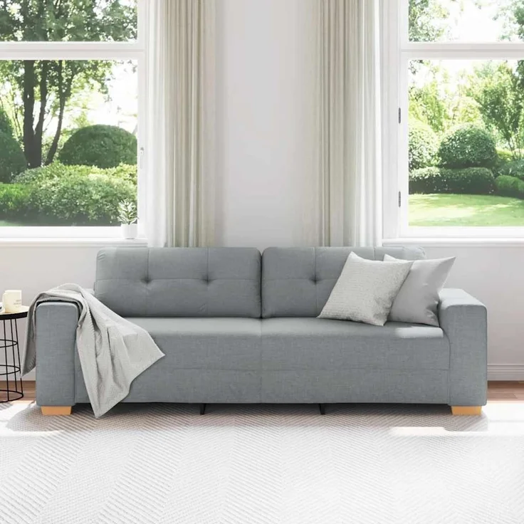vidaXL 3-Sitzer-Sofa Hellgrau 220x78x80 cm Stoff 4105088 – Bild 3