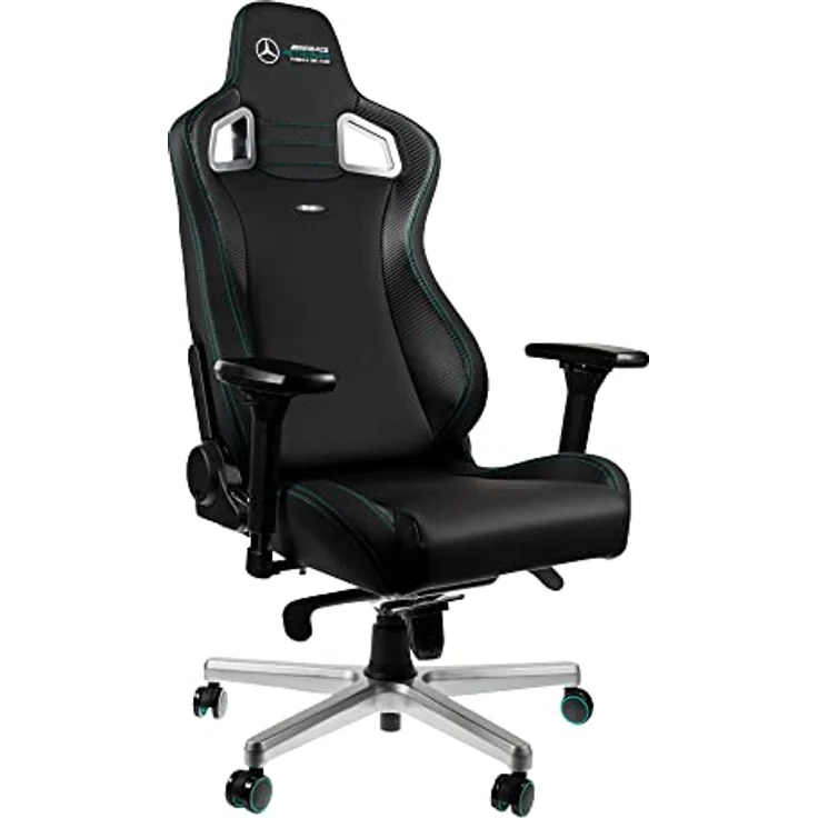 noblechairs Epic Gaming Chair, Bürostuhl Ergonomisch, Schreibtisch Stuhl, Gaming Stuhl, PU Leder Hybrid Bezug, Belastbarkeit 120, Mercedes AMG Petronas, Formula One Team 2021 Edition – Bild 2