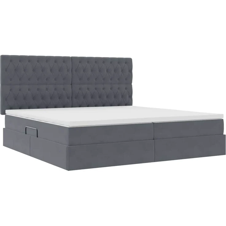 vidaXL Aufbewahrungsbett mit Matratze Dunkelgrau 200 x 200 cm Samt 3372112 – Bild 5