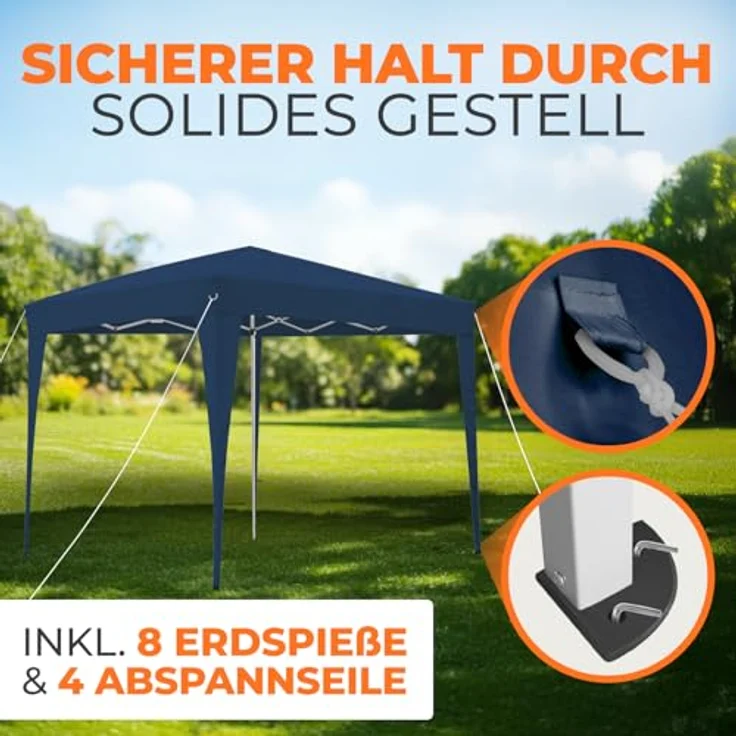 Kronenburg Faltpavillon wasserdicht Dachmaß 2x2 m UV Schutz 50+ Pavillon in Blau – Bild 6