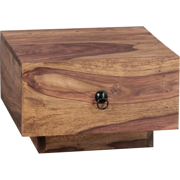 Wohnling Design Nachttisch Massiv-Holz 40 x 40 x 25 cm | Moderne Nacht-Kommode mit Schublade | Nachtschrank Natur-Holz Nachtkonsole