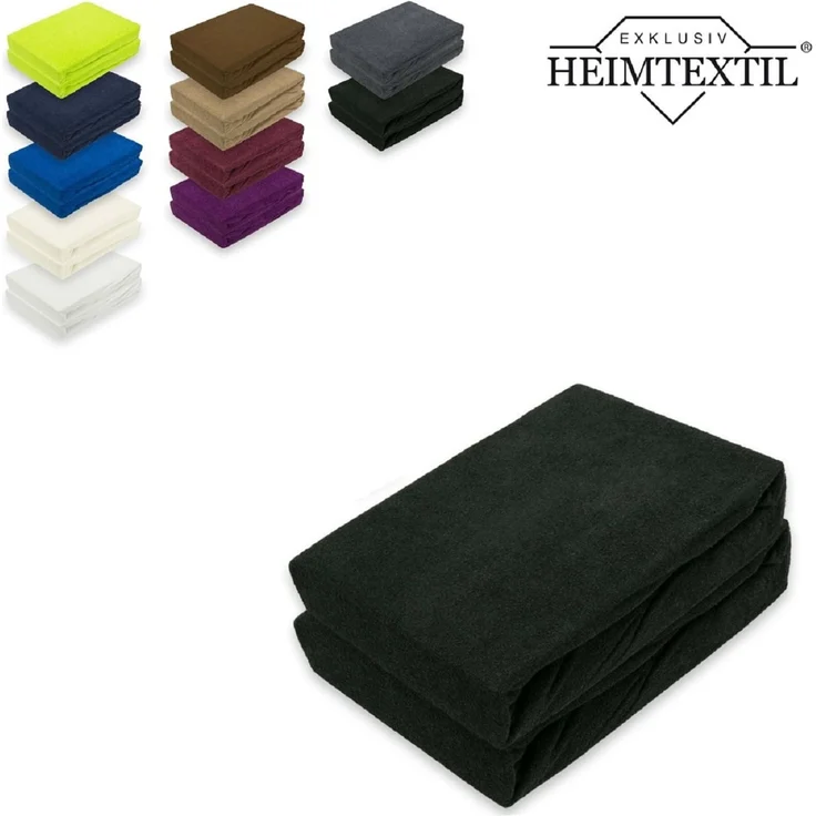 Frottee Spannbettlaken Rundumgummizug Marke Doppelpack 70 x 140 cm Schwarz – Bild 1