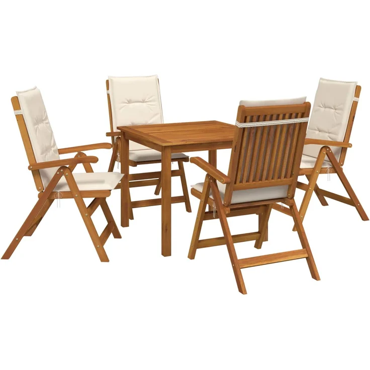 vidaXL 5-teiliges Garten-Esszimmer-Set 4-Sitzer Creme 3434596 – Bild 2