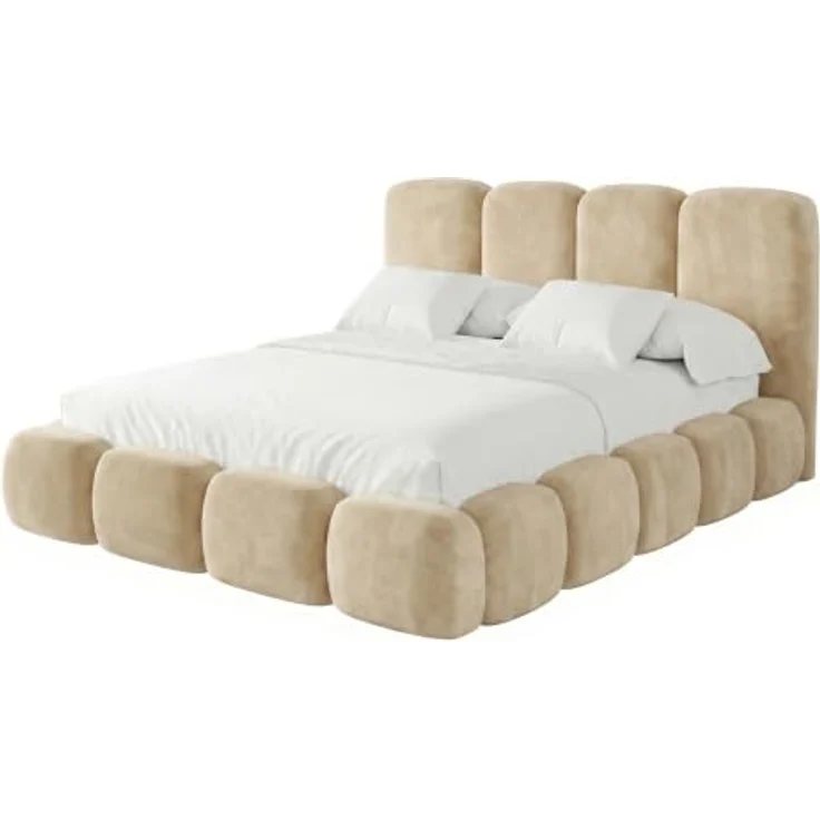 Muffo Polsterbett SUENO MAXI, Doppelbett 140/160/180/200x200 cm mit Luxus-Samtvelvet, Metalllattenrost und integriertem Bettkasten – Bild 5