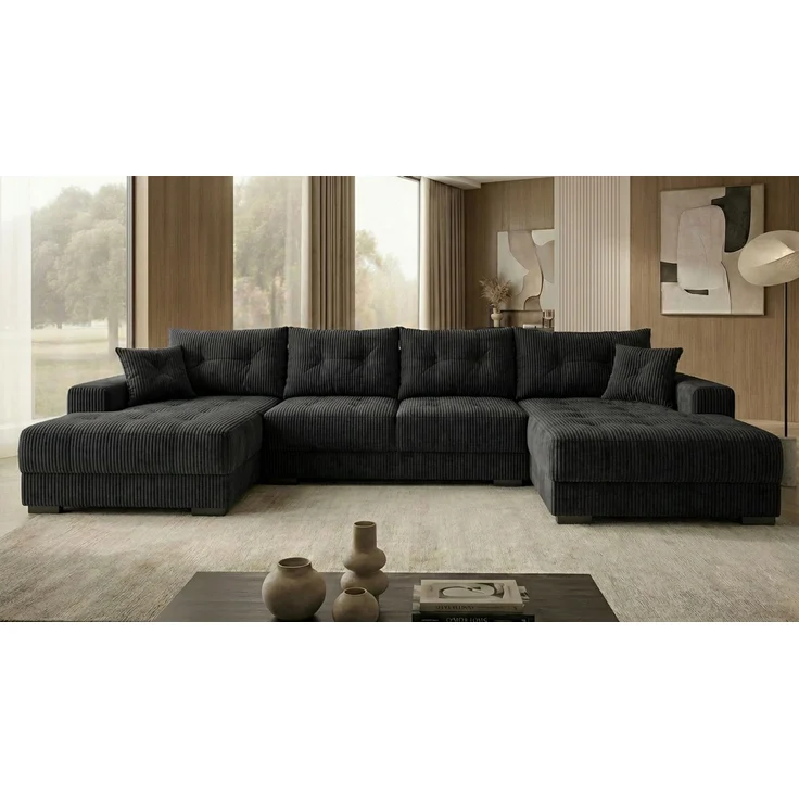 Ecksofa MODENA 320x185 cm – Stoff: ZOOM 23 Farbe: Schwarz – Bild 3