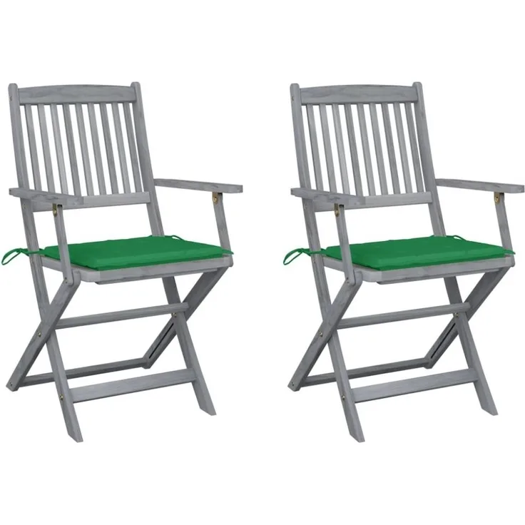 vidaXL Klappbare Gartenstühle 2 Stk. mit Sitzkissen Massivholz Akazie 3064487