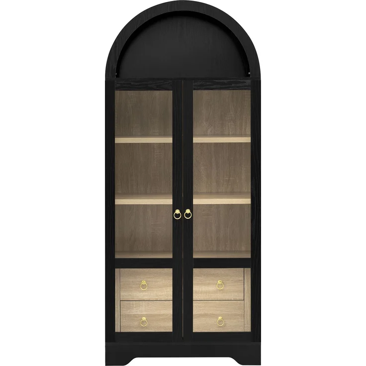 ZUBALIYA Highboard mit verstellbaren Regalböden und Schubladen / Küchenschrank mit transparentem Glas und großem Stauraum, mit ideal für Esszimmer und wohnzimmer und Küche (Schwarz) – Bild 9