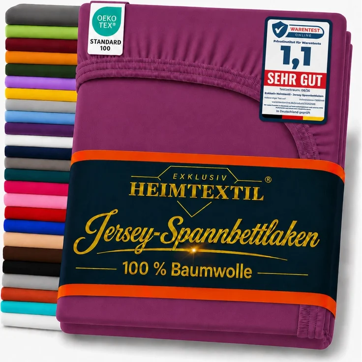 EXKLUSIV HEIMTEXTIL Marke Jersey Spannbettlaken 60x120-70x140 cm Lila – Bild 1