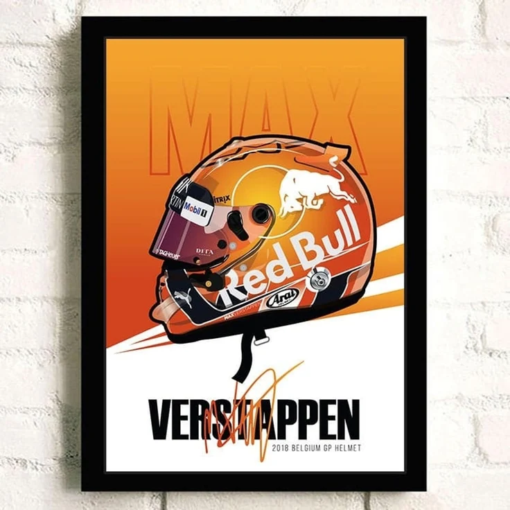 Poster Formel 1 Helm Rennfahrer Name Unterschrift · Deko Print ohne Rahmen - B Verstappen / 60x90 cm – Bild 1