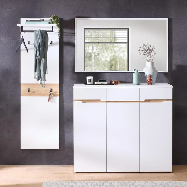 Memphis Schuhschrank in Weiß, Artisan Eiche Optik - Schuhregal mit viel Stauraum für Ihre Schuhe - 120 x 107 x 38 cm (B/H/T) – Bild 6