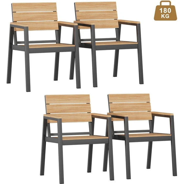 HOMALL Gartenstuhl stapelbar Aluminium Gartensessel Wetterfest, max Belastung 180kg (Set, 4 St), Korrosionsbeständigkeit, verstärkter Alu-Outdoorstuhl – Bild 5