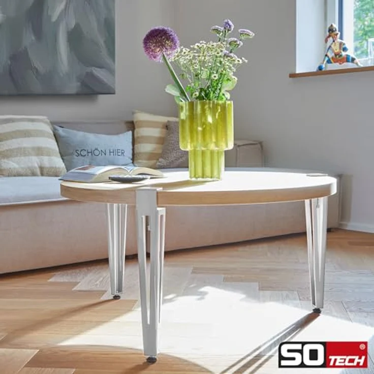 SO-TECH® Tischbein ColorLine in F-Form konisch zulaufend von 70 auf 40 mm, mit Klemmschraube (ohne Bohren) - weiß - Höhe 464 mm - 1x – Bild 4