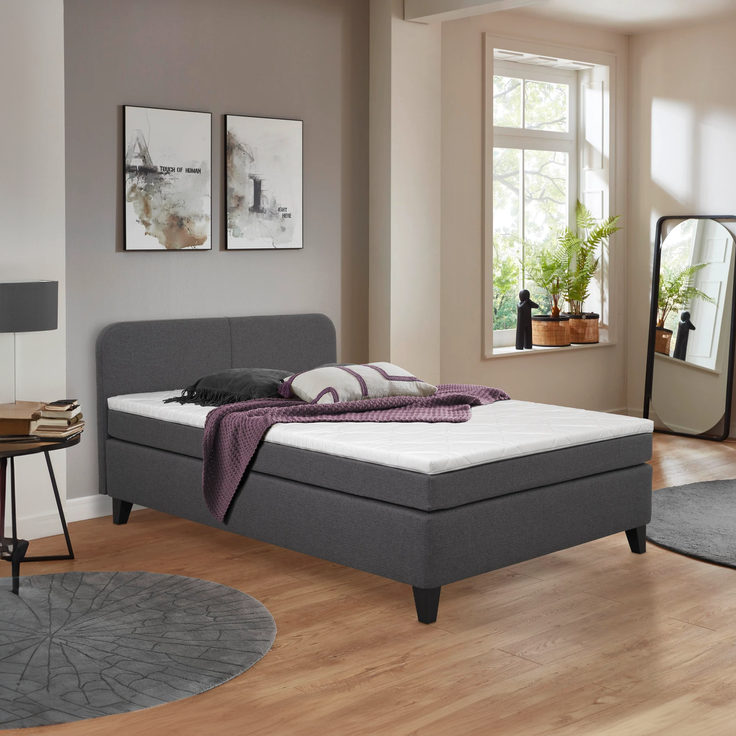 JOILET Boxspringbett H2 50512-700 anthrazit, Bonellfeder- kernmatratze, Komfortschaumtopper – Bild 2