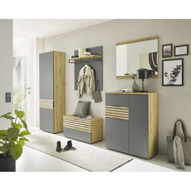 Garderoben-Set >Melisande< in Grau-Eiche Artisan Nachbildung – Bild 2