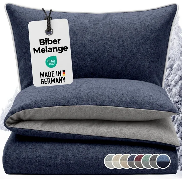 Carpe Sonno Wendebettwäsche Biber Bettwäsche Winter Flanell Baumwolle 135x200 / 155x220 / 200x200, Biber, 2 teilig, Warme MADE IN GERMANY Winterbettwäsche kuschelig weich - 135 x 200
