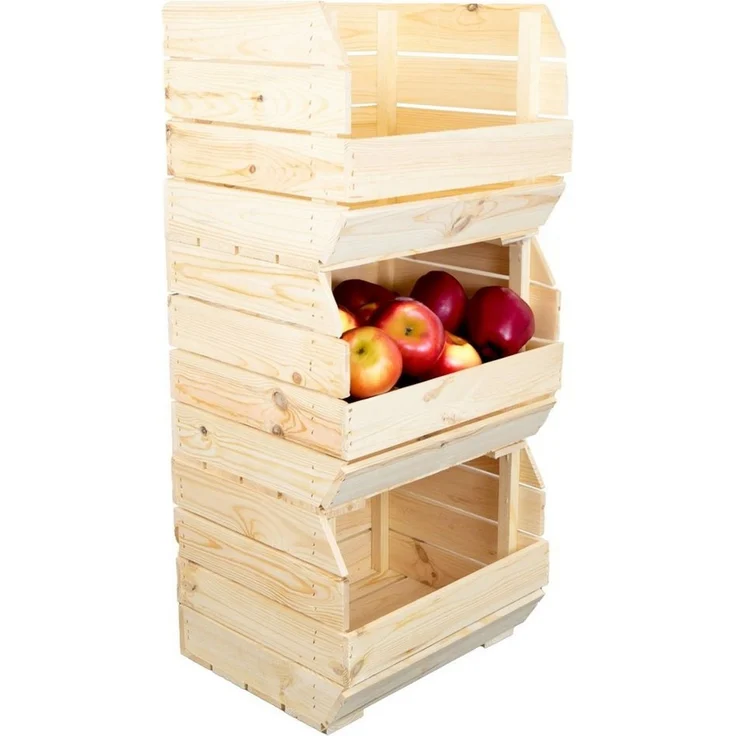 Kistenkolli Altes Land Allzweckkiste 3er Set Küchenregal Olaf 40x33x30 cm natur Gemüsekiste Holzkiste (Spar-Set, 1er Set) – Bild 2