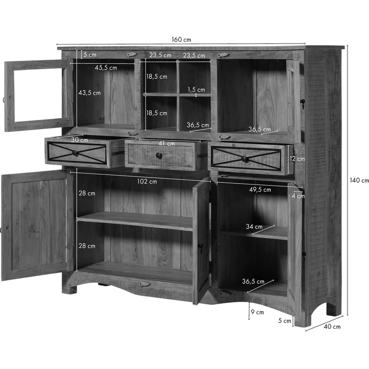 Highboard Akazie 160x40x140 natur versiegelt NATURE OF SPIRIT #339 – Bild 6