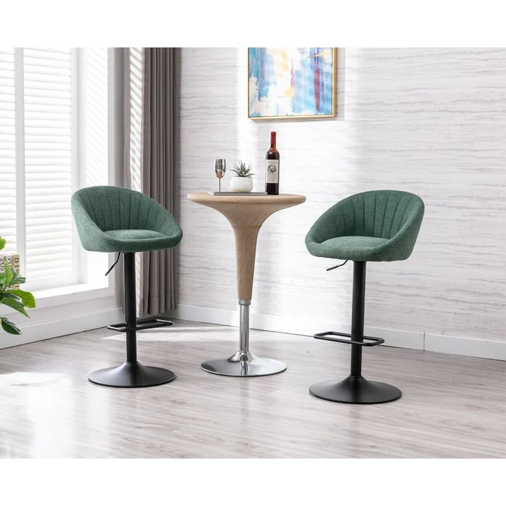 WAHSON OFFICE CHAIRS Barhocker höhenverstellbar drehbar Barstuhl aus Handtuchstoff 2er Set – Bild 2