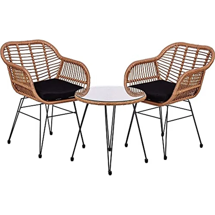 STILISTA® Bistro Set 3tlg. Polyrattan Bambus Optik