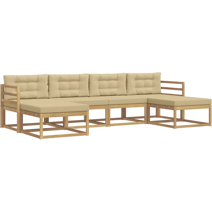 vidaXL Outdoor-Sofagarnitur 6 stk. Weiß und Beige 3386817 – Bild 2