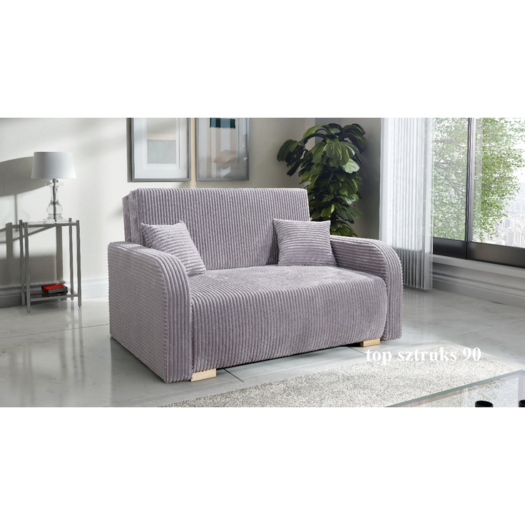 Wohnero24 Lirena 2 Schlafsofa 136x95 cm mit Bettfunktion 113x195 cm – 2-Sitzer Cord Sofa ausziehbar mit Bettkasten, kleines Schlafsofa für Wohnzimmer - Hellgrau – Bild 9