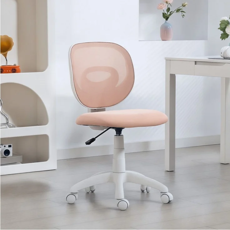 HOMCOM Bürostuhl Schreibtischstuhl mit Netzstoff-Rückenlehne (Schreibtischstuhl, 1 St), für Büro, Arbeitszimmer, Rosa – Bild 5