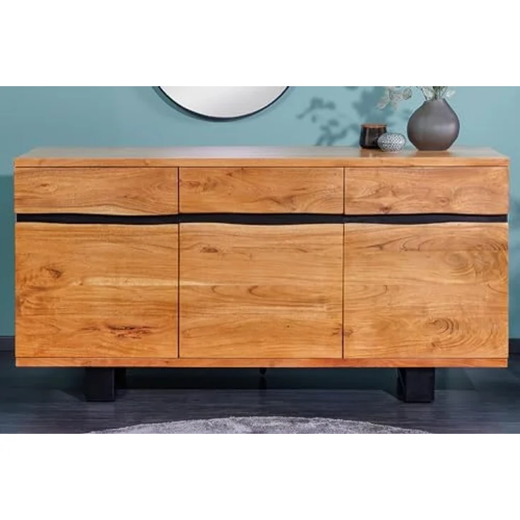 riess-ambiente Sideboard MAMMUT 160cm honigfarben (Einzelartikel, 1 St), Massivholz · Baumkante · Metall · Kommode · Wohnzimmer – Bild 3