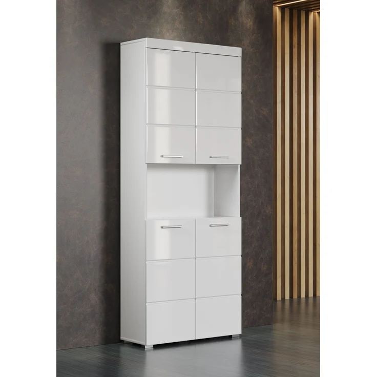 Trendteam 'Amanda' Hochschrank, Holz, Weiß Hochglanz, 190 x 31 x 73 cm – Bild 6