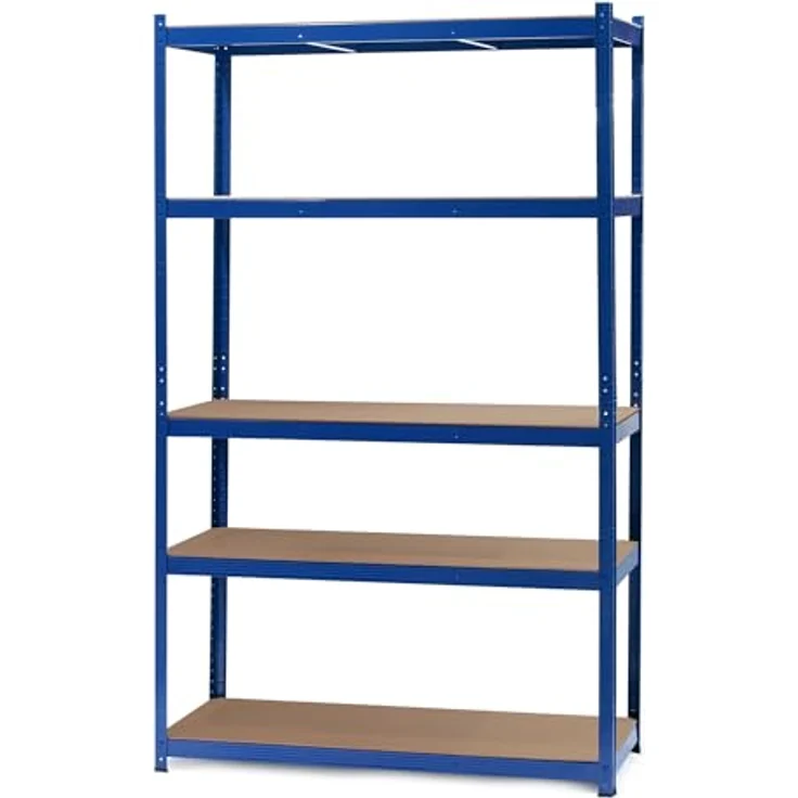 Wiltec Schwerlastregal 120 x 60 x 204 cm, 200kg/Ebene, Steckregal blau, Lastenregal mit 5 Ablagen, Werkstattregal – Bild 5