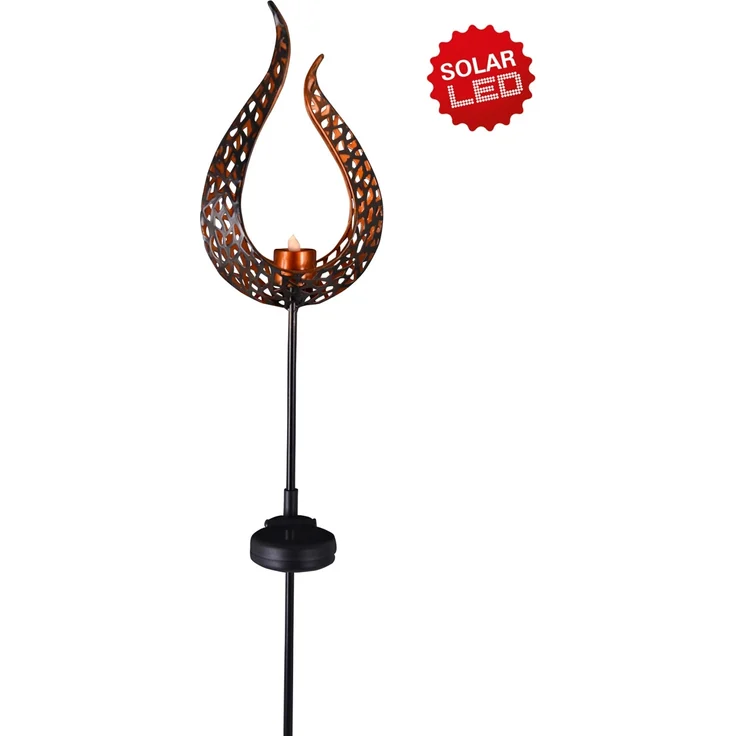 Näve Solar-Gartenleuchte LED mit Dämmerungssensor Flamme 90 cm bronze – Bild 1
