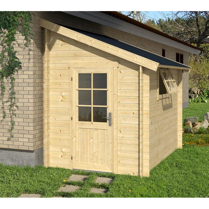 Lasita Maja Holz Gartenhaus Anlehnhaus Jura | 300x200 cm | Natur – Bild 2
