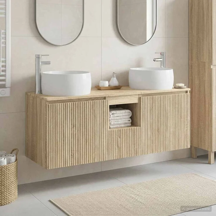vidaXL Badezimmerschrank-Set 3 stk. Sonoma-Eiche 129 x 44,5 x 80 cm 3405719 – Bild 1