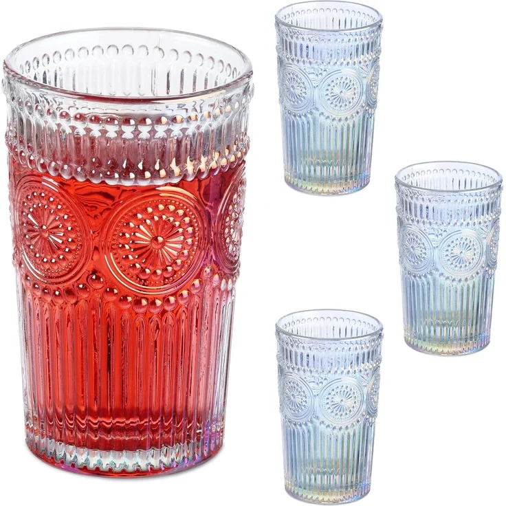 Relaxdays Trinkgläser Vintage 4er Set – Bild 1