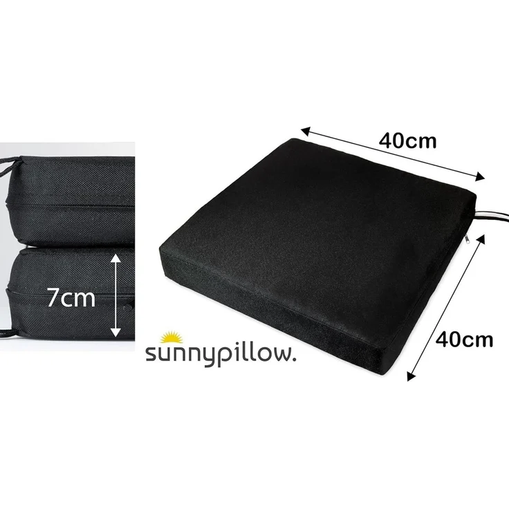sunnypillow Stuhlkissen 2er Set Stuhlkissen mit Bändern "HAVANA" viele Farben zur Auswahl, Schwarz – Bild 1