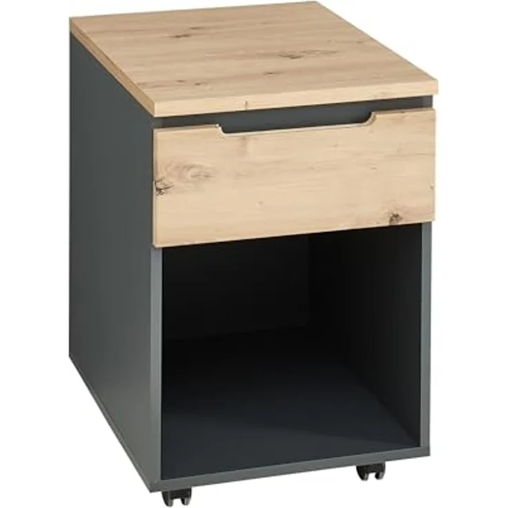 Rollcontainer >Memphis< in Artisan Eiche Dekor / Graphit - 45x66x55 (BxHxT) – Bild 1