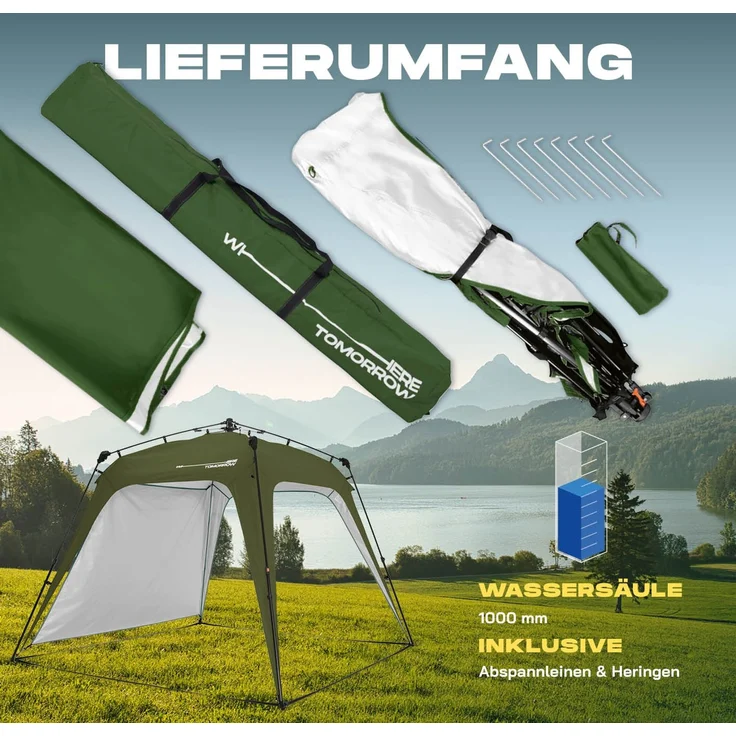 Lumaland 'Where Tomorrow' Pavillon, Polyester, 250 x 250 x 190 cm, Dunkelgrün – Bild 9