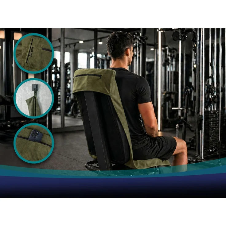 ZOLLNER Fitnesstuch, 85% Polyester 15% Nylon, 50x120 cm, oliv – Bild 2
