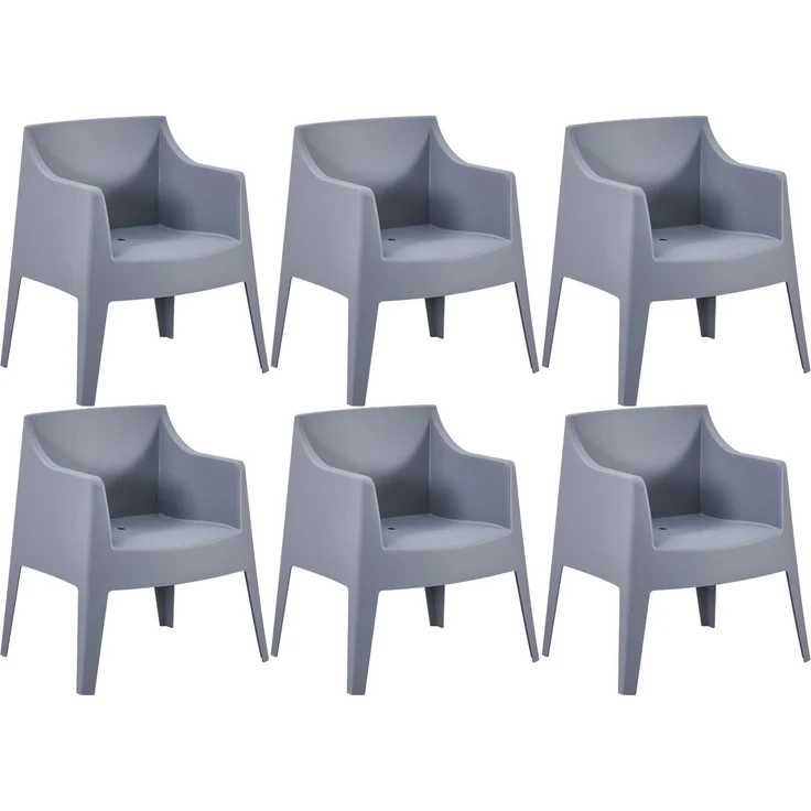 CLP 6er Set Gartenstühle Bartal stapelbar wetterfest UV-beständig bis 150 kg,grau – Bild 1