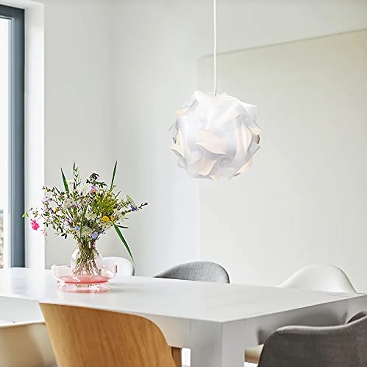 kwmobile DIY Puzzle Lampe, Deckenlampe Pendelleuchte mit 30 Lampenteilen, min. 15 Designs, Ø 27 cm, Größe M, in Weiß – Bild 3