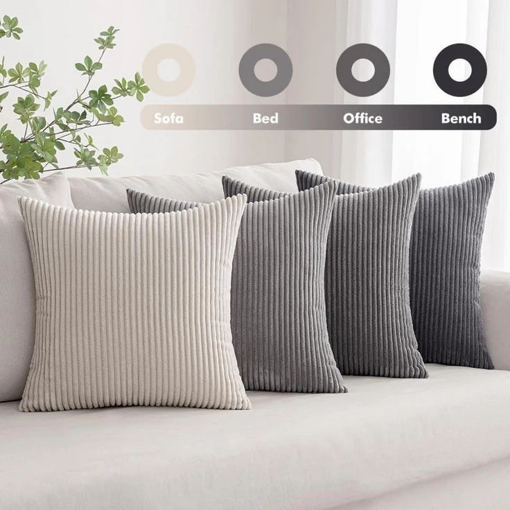 MIULEE Kordsamt Kissenbezug 40x40cm Deko Dunkelgrau 4er Set – Bild 4