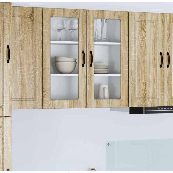 vidaXL Wandglas-Schrank PORTO Sonoma-Eiche 80 x 31 x 80 cm 885417 – Bild 1