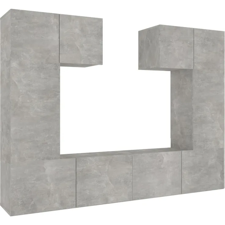 6-tlg. TV-Schrank-Set Betongrau Holzwerkstoff [3114457]
