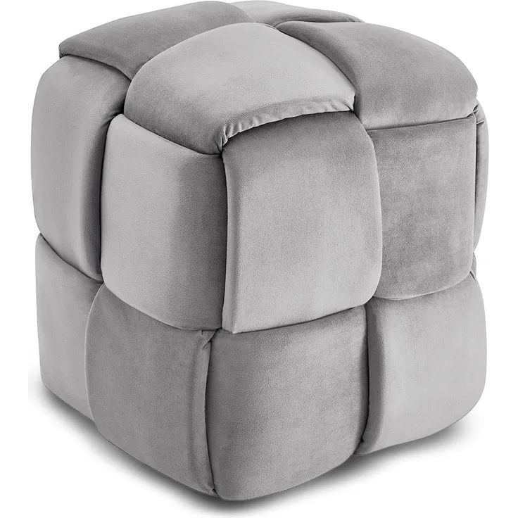 Vesgantti Sitzhocker, Ottomanischer Fußhoker aus Samt, Moderne Sitztruhe für Wohnzimmer, Schlafzimmer, Eingangsbereich, 43 x 43 x 46 cm, Max. Belastbarkeit 140 kg, KIVIK Serie