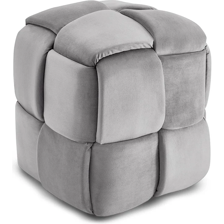 Vesgantti Sitzhocker, Ottomanischer Fußhoker aus Samt, Moderne Sitztruhe für Wohnzimmer, Schlafzimmer, Eingangsbereich, 43 x 43 x 46 cm, Max. Belastbarkeit 140 kg, KIVIK Serie