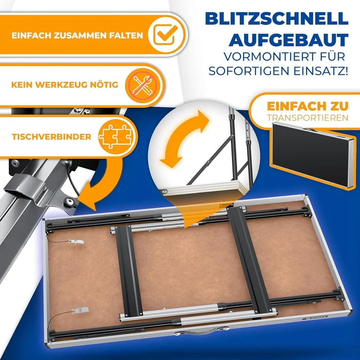 KESSER® Multifunktionstisch Profi 3- teilig, 100 x 60 cm, Tapeziertisch 30kg Tragkraft je Tisch Mit Ausziehfunktion Klapptisch Flohmarktisch Beistelltisch Mehrzwecktisch Campingtisch höhenverstellbar Schwarz – Bild 3